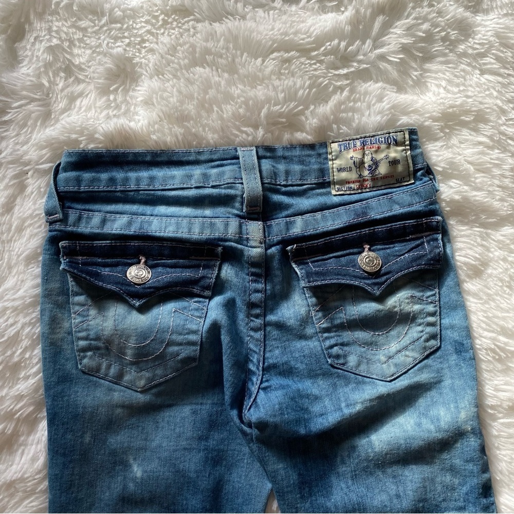 True Religion Girls acid wash jeans w pink stitching size 8 - Picture 12 of 15